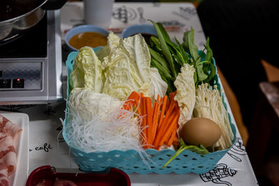 High angle view of vegetables for sale