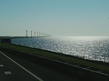 View of sea against clear sky