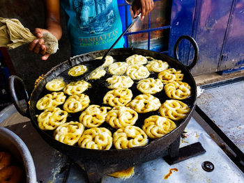 High angle view of various food in market