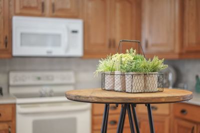 Potted plant on table at home