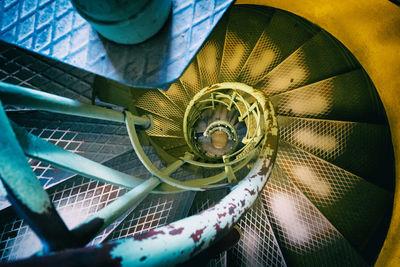 High angle view of spiral staircase