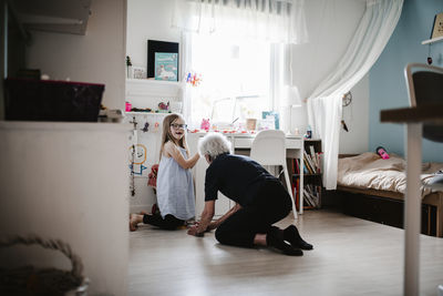 Grandmother and granddaughter together