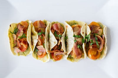 High angle view of food in plate