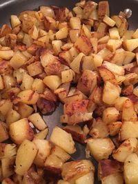Close-up of chopped potatoes