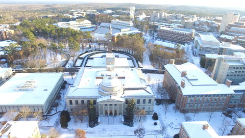 High angle view of buildings in city