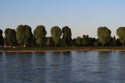 Scenic view of lake against clear sky