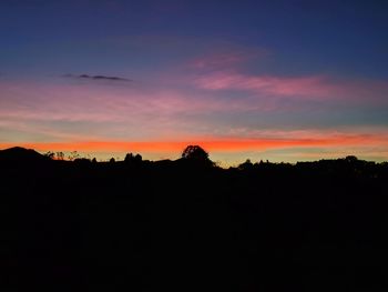 Silhouette trees against sky during sunset
