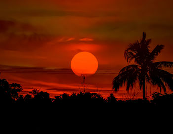 Silhouette trees against sky at sunset