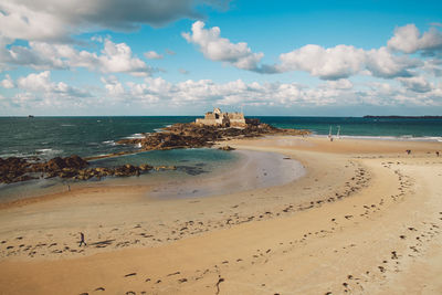 Scenic view of beach against sky