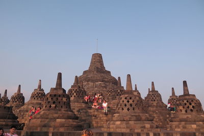 Low angle view of temple against clear sky