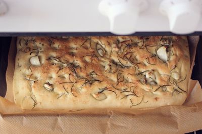 High angle view of bread on table