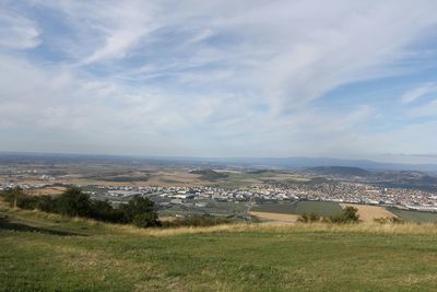 Scenic view of landscape against cloudy sky