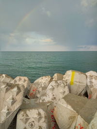 Scenic view of sea against cloudy sky