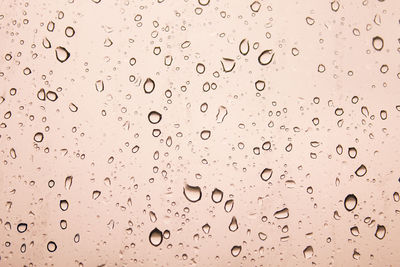 Full frame shot of raindrops on glass window