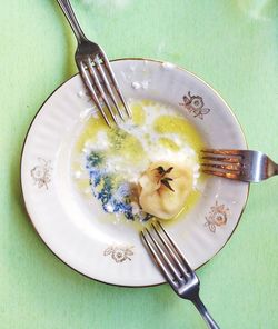 High angle view of fruit in plate