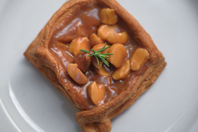 High angle view of dessert in plate