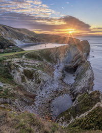 Scenic view of sea against sky during sunset