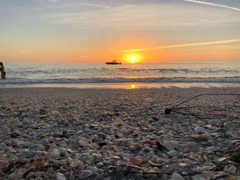 Scenic view of sea during sunset