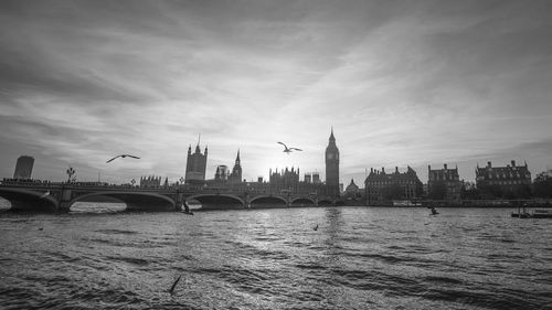 View of buildings against cloudy sky