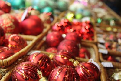 Close-up of christmas decorations for sale