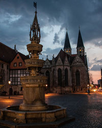 Low angle view of church against sky at night