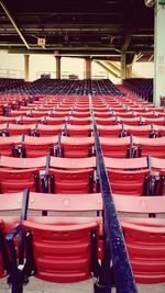 Red seats in train