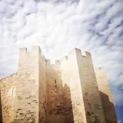 Low angle view of building against cloudy sky