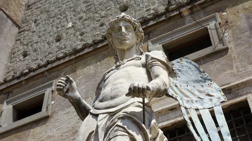 Low angle view of statue in castel sant'sant'angelo