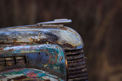 Close-up of rusty vehicle hood