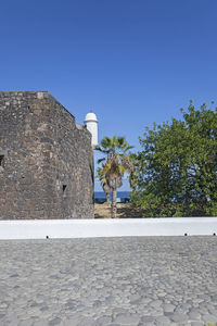 View of building against clear blue sky