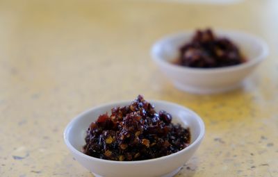 Close-up of food in bowl on table