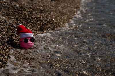 Close-up of toy on sand