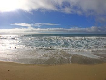 Scenic view of beach and sea against sky