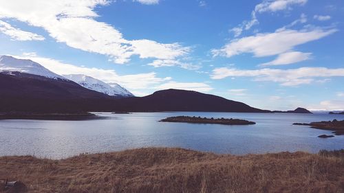 Scenic view of lake against sky