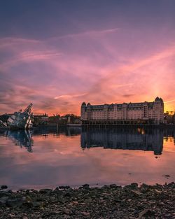 Reflection of buildings in water