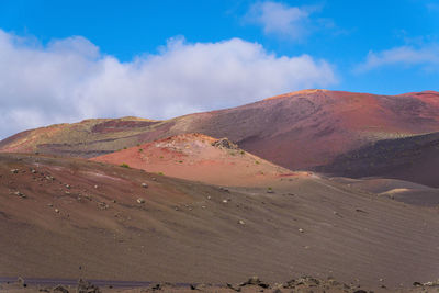 Scenic view of arid landscape against sky