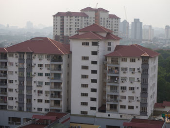 High angle view of buildings in city