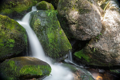 Long exposure of a waterfall at becky falls in dartmoor national park