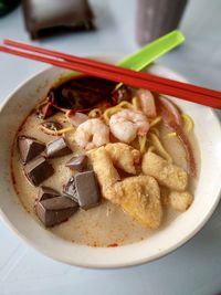 Close-up of food in bowl on table