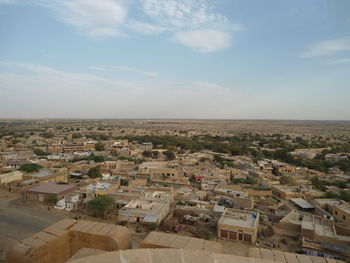 High angle view of townscape against sky