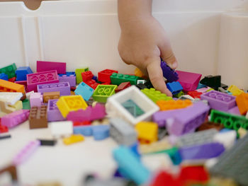 Boy playing with toy toys