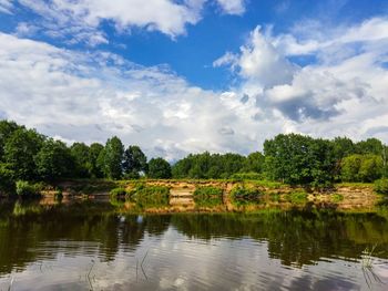 Scenic view of lake against sky