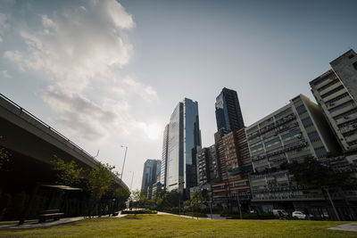 Low angle view of buildings against sky