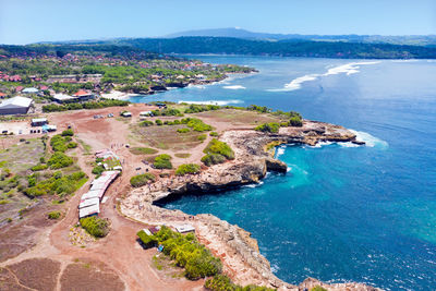 High angle view of beach