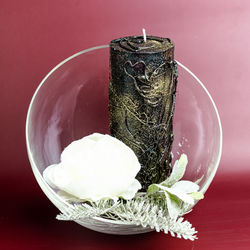 Close-up of ice cream on glass table