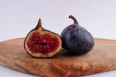 Close-up of fruits on cutting board