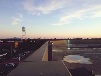 View of city at sunset