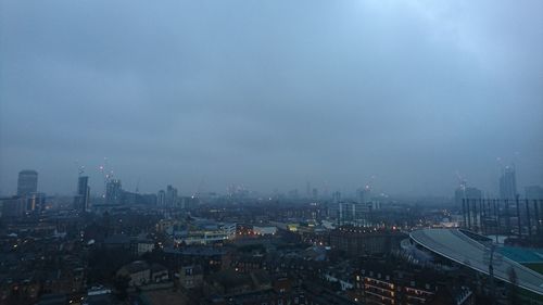 Aerial view of city at night