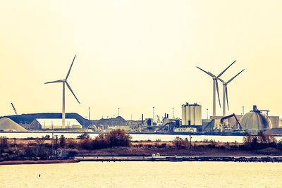 View of windmill against clear sky