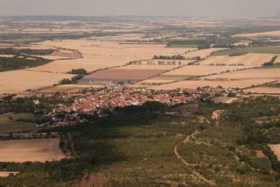 High angle view of townscape against sky